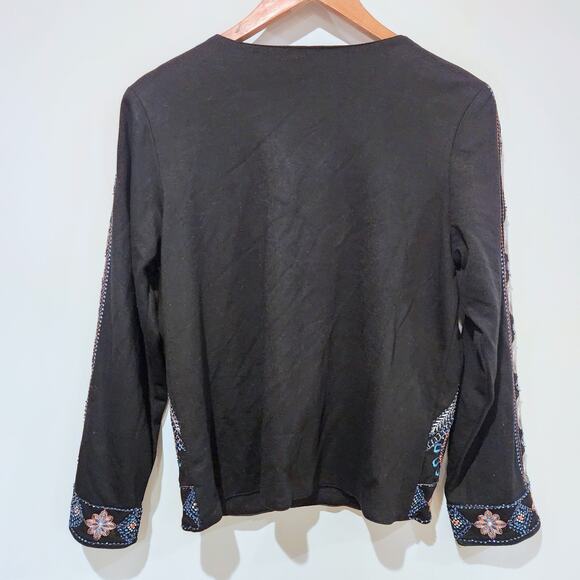 T&W Designs Womens Black Paisley Embroidered Beaded Bolero Jacket Size Small - Picture 5 of 11